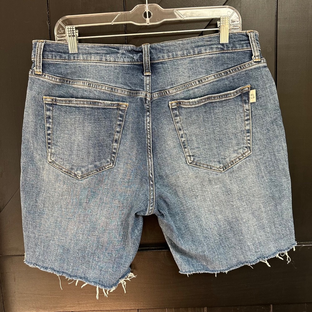 Oliver Logan Ludlow Denim Shorts Medium Wash Raw Hem Size 31 90s Minimalist - Picture 3 of 7